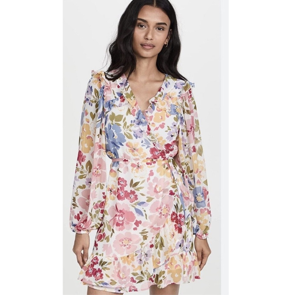 EN SAISON Floral Ruffle Wrap Dress Cottagecore Romantic S | Wedding Guest